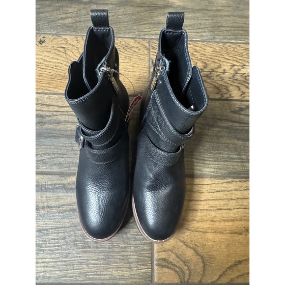 Blondo Dazi Waterproof Tumbled‎ Leather Buckle Moto Boots Womens Size 5.5 Black - Picture 2 of 15